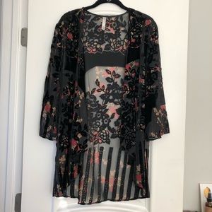 Rosebud black velvet Kimono from Anthropologie